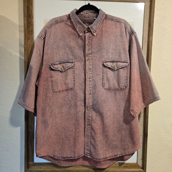 Vintage Greatland Apparel Cotton Acid Wash Button Front Shirt Men's XL - Picture 1 of 8